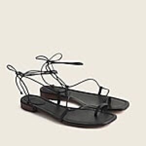 J. Crew Abbie Ankle Wrap Sandal Black Leather 8.5